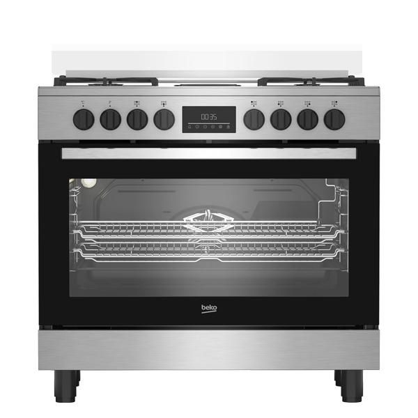 CUISINIERE BEKO 6FEUX 90X60 A GAZ + 2 PLAQUES DE CUISSON INOX