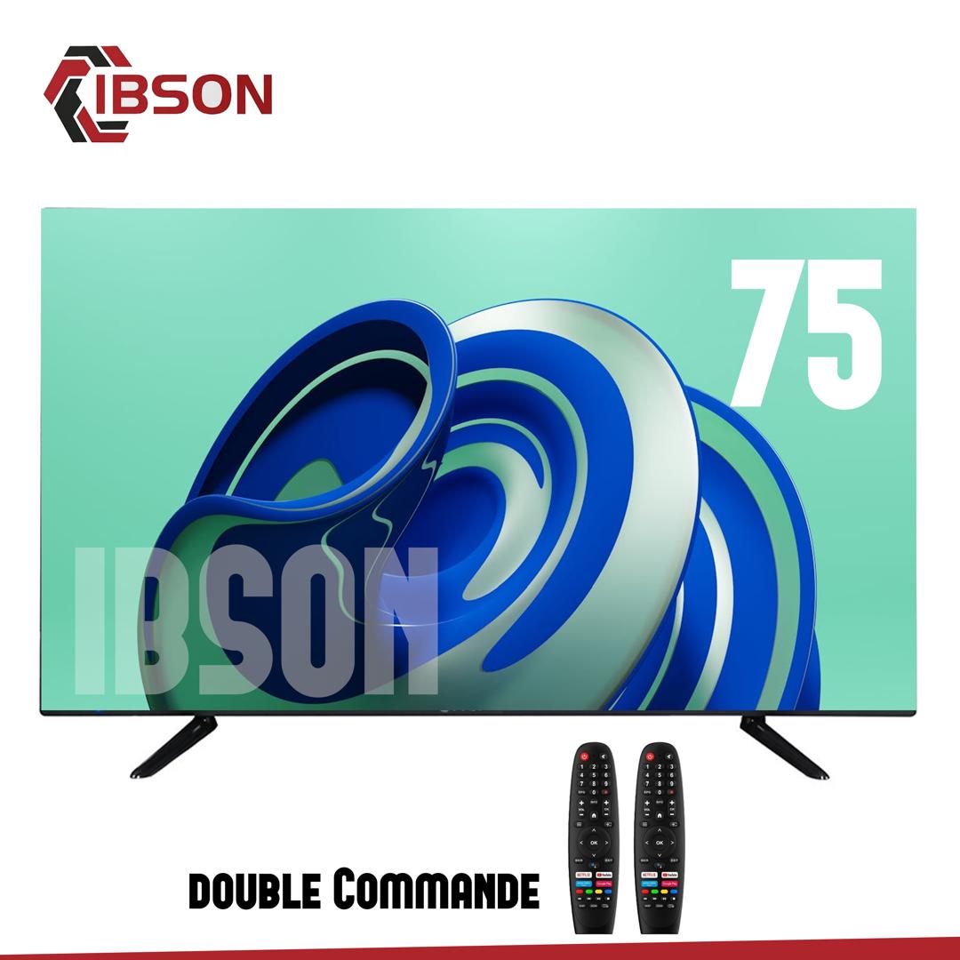 TELEVISEUR IBSON 75" SMART ANDROID + 2 TELECOMMANDES C