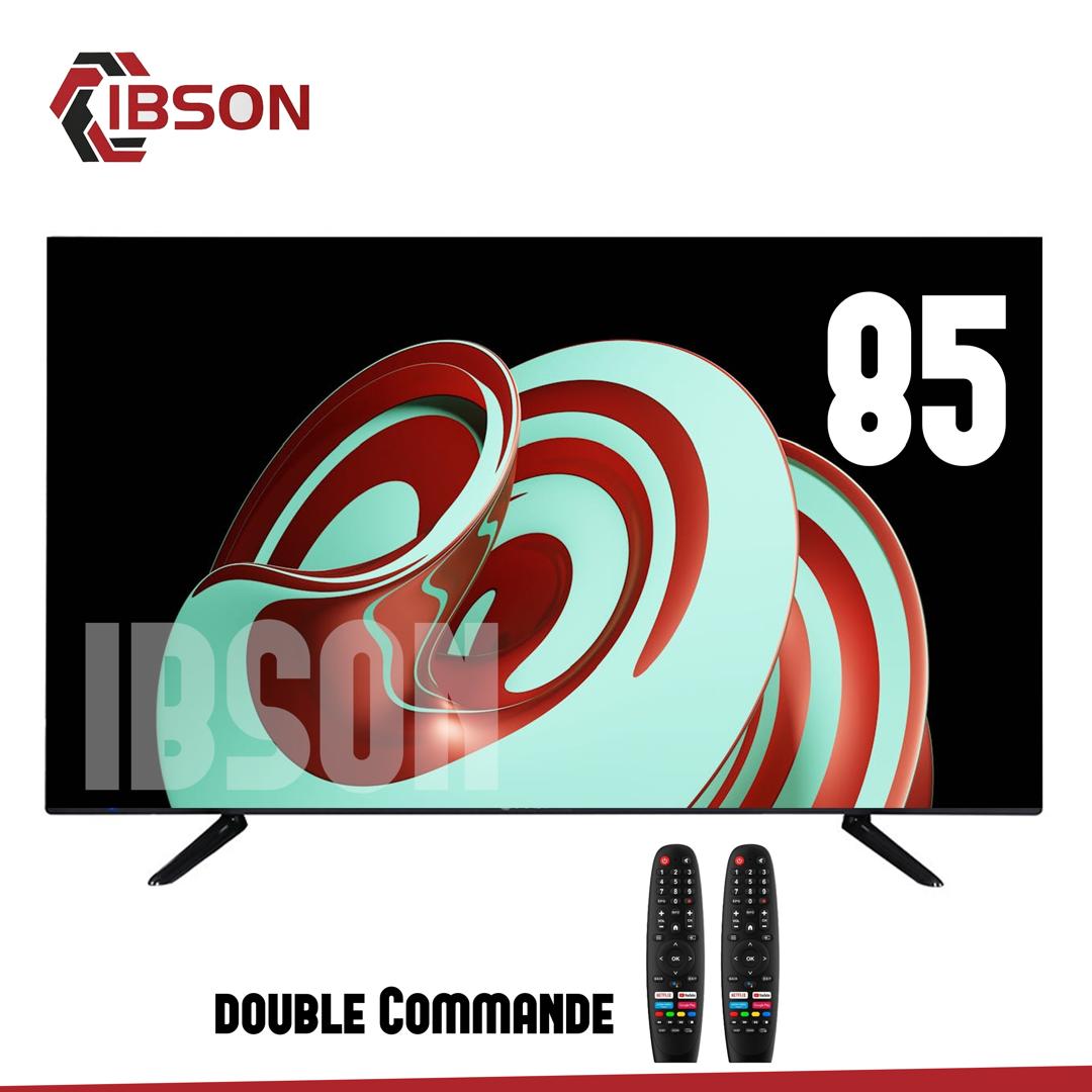 TELEVISEUR IBSON 85" SMART ANDROID + 2 TELECOMMANDES Q